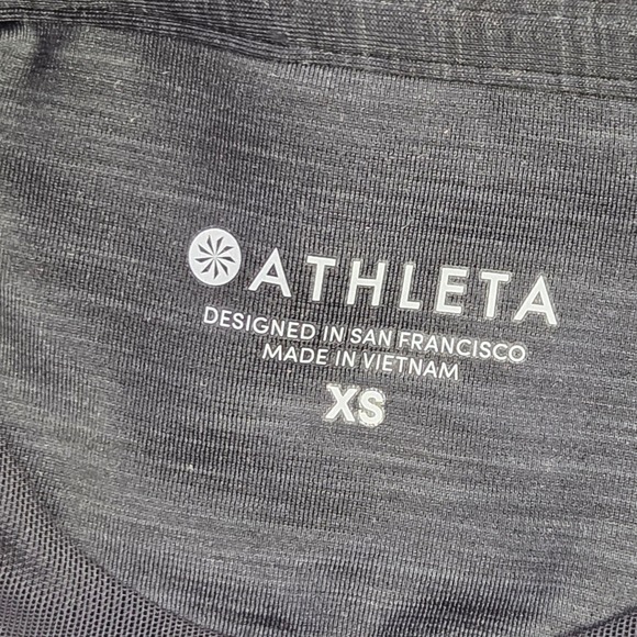 Athleta Black‎ Heathered Hoodie Thumbholes Zipper Pocket Athletic Top XS - Picture 3 of 13